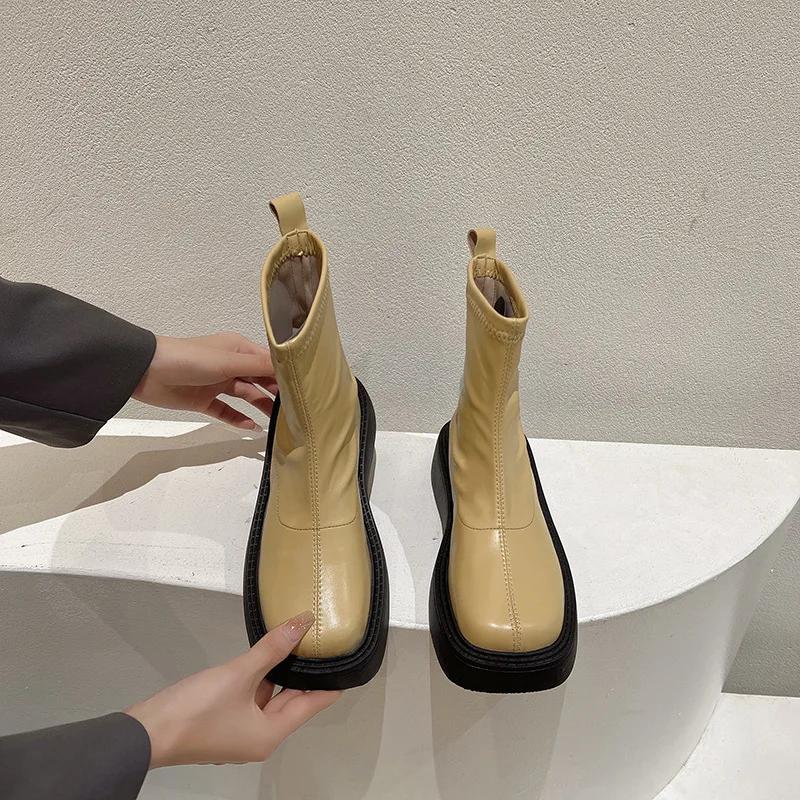 Gothic Boots for Women Fashion Zippers Street Style Short Booties Thick Bottom Women's Ankle Booties