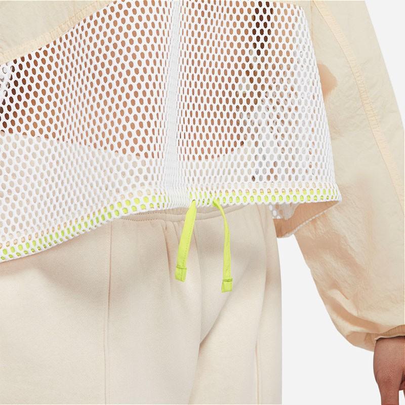 Nike Sportswear Icon Clash Mesh Woven Embroidered Logo Pullover Long Sleeve T-Shirt Women Tops Beige DQ7563-126