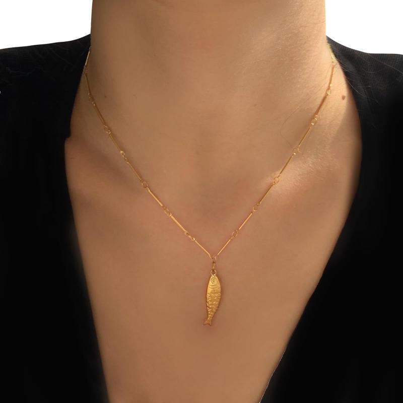 Minimalistisk Delikat Sardinberlock Hängsmycke Halsband För Kvinnor Vintage Guld Färg Boho Modernt Enkelt Smycke Accessoar Gåvor