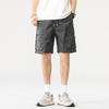 Summer Men's Retro Overalls Washed Straight Solid Color Five-point Medium Pants Casual Shorts Men
