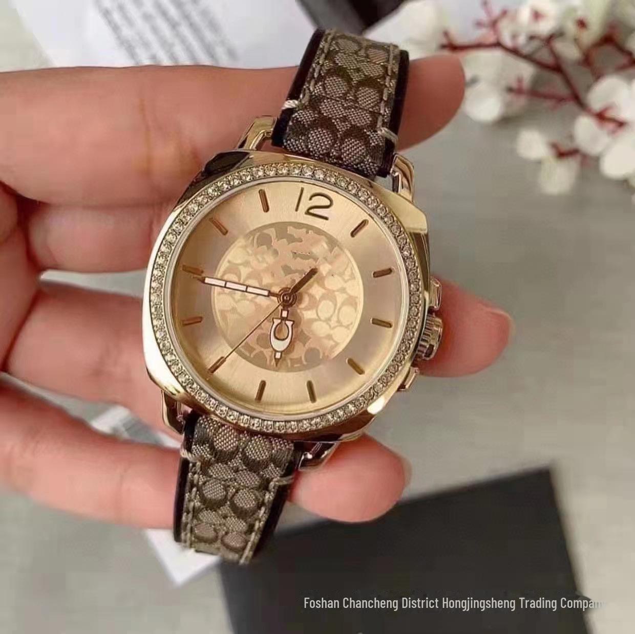 

Ретро модные кварцевые часы с бриллиантами и кожаным ремешком для женщин