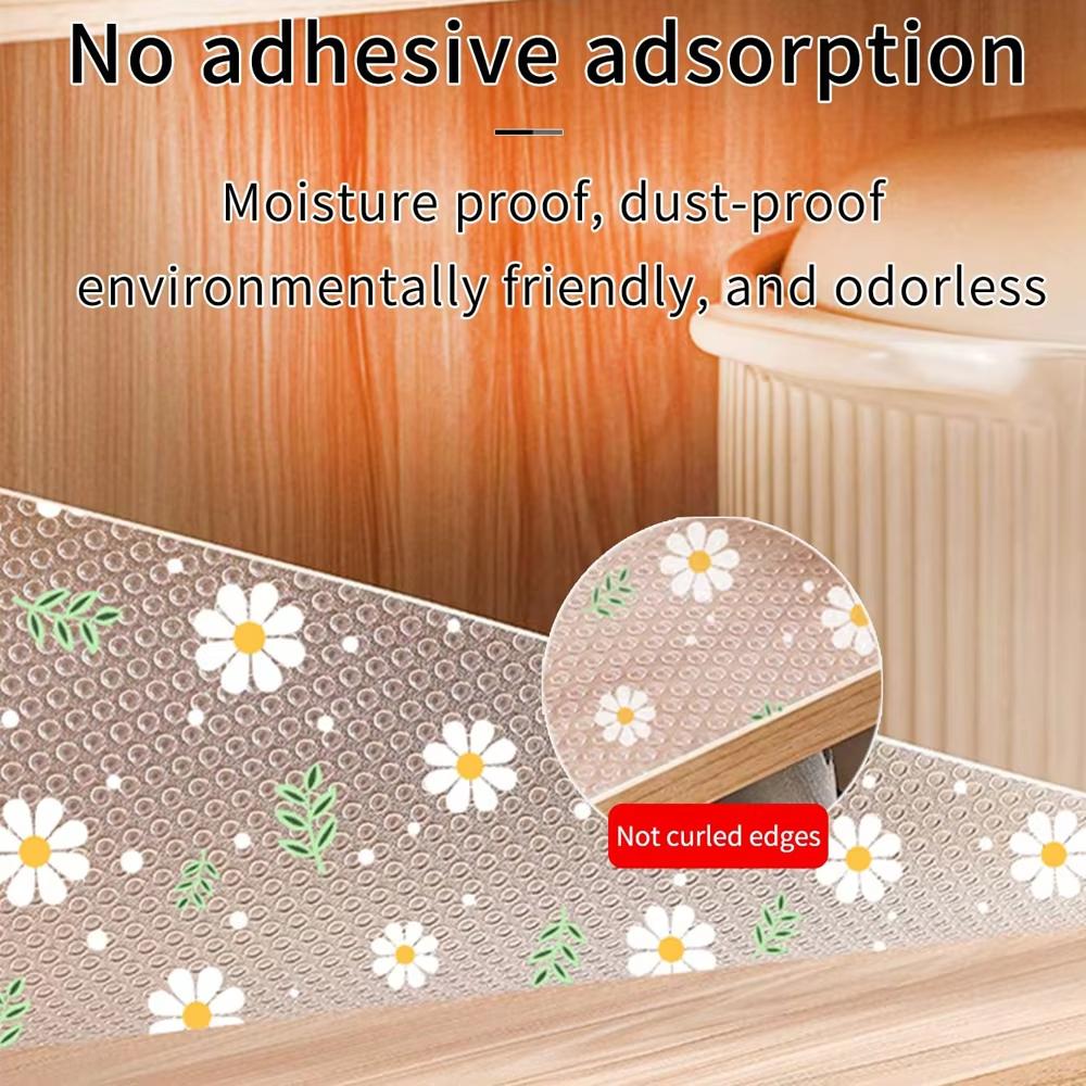 Easy To Clean Reusable Daisy Flower Cabinet Mat Moisture-proof Waterproof Drawer Mats Non-Adhesive Table Mat