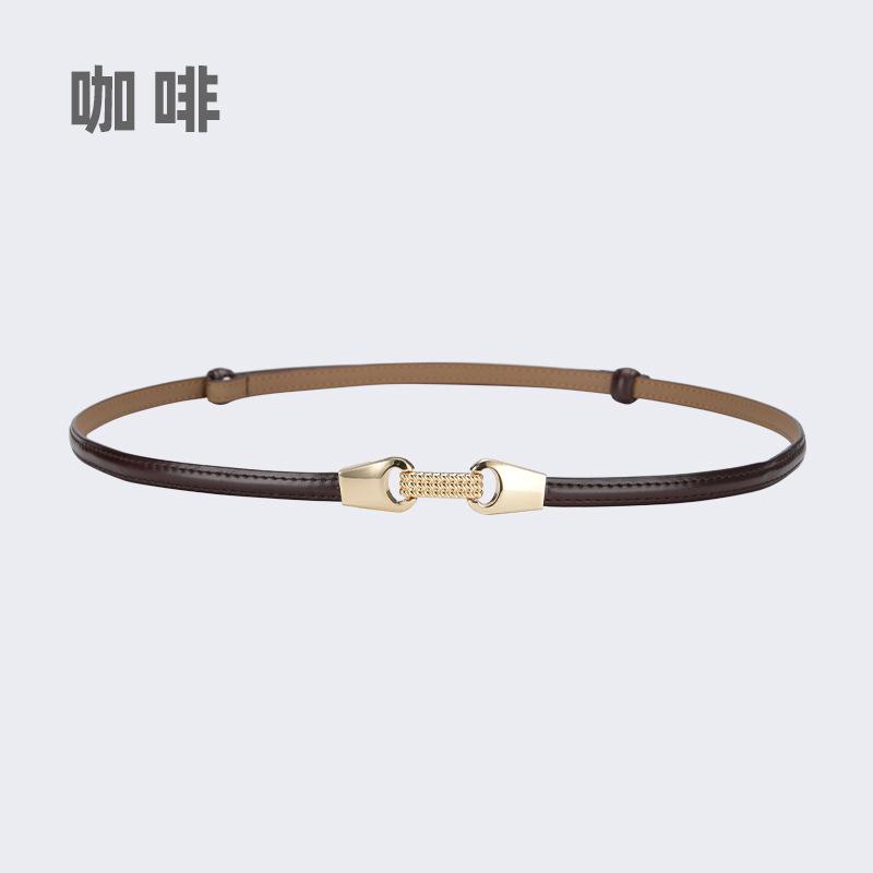 Fine Belt Women'S Leather Button Belt Women'S Casual Pants Belt Chain