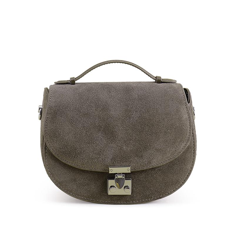 Women s Suede Crossbody Bag – Brown Half Moon Shoulder Bag with Metal Clasp, Fashionable and Durable Handbag for Everyday Use