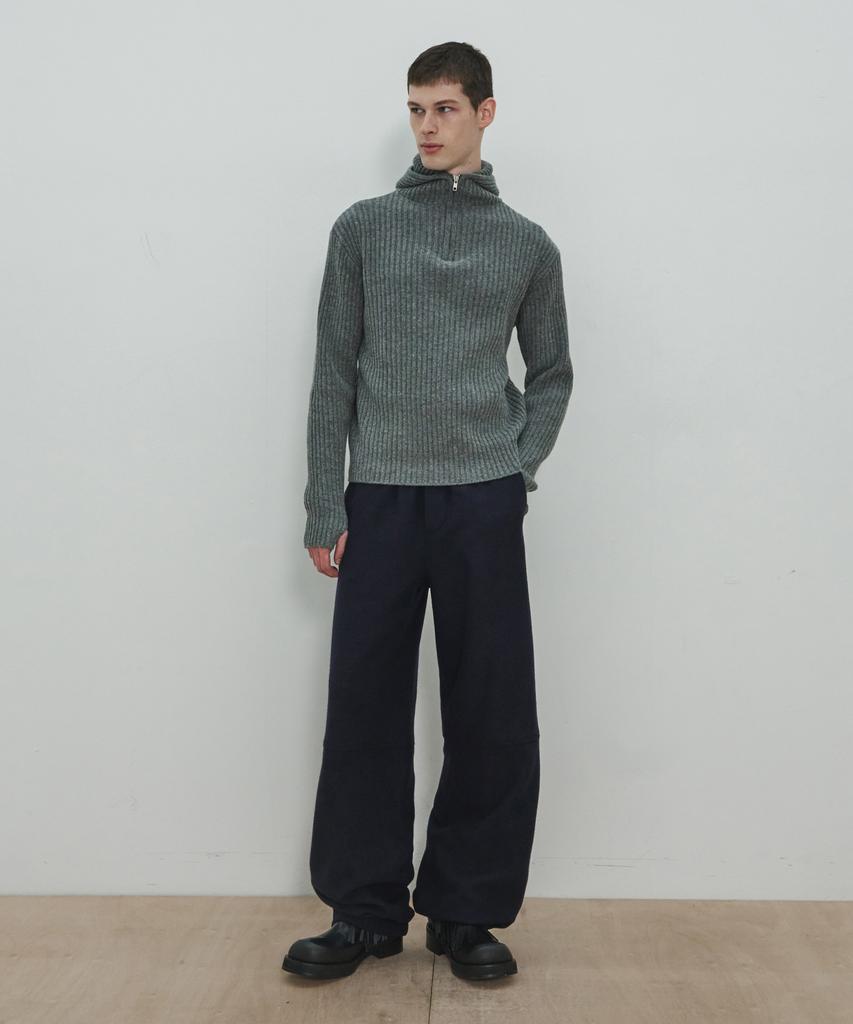 MOONSUN Unisex, Side Zip Wool Sweat Pants / Navy