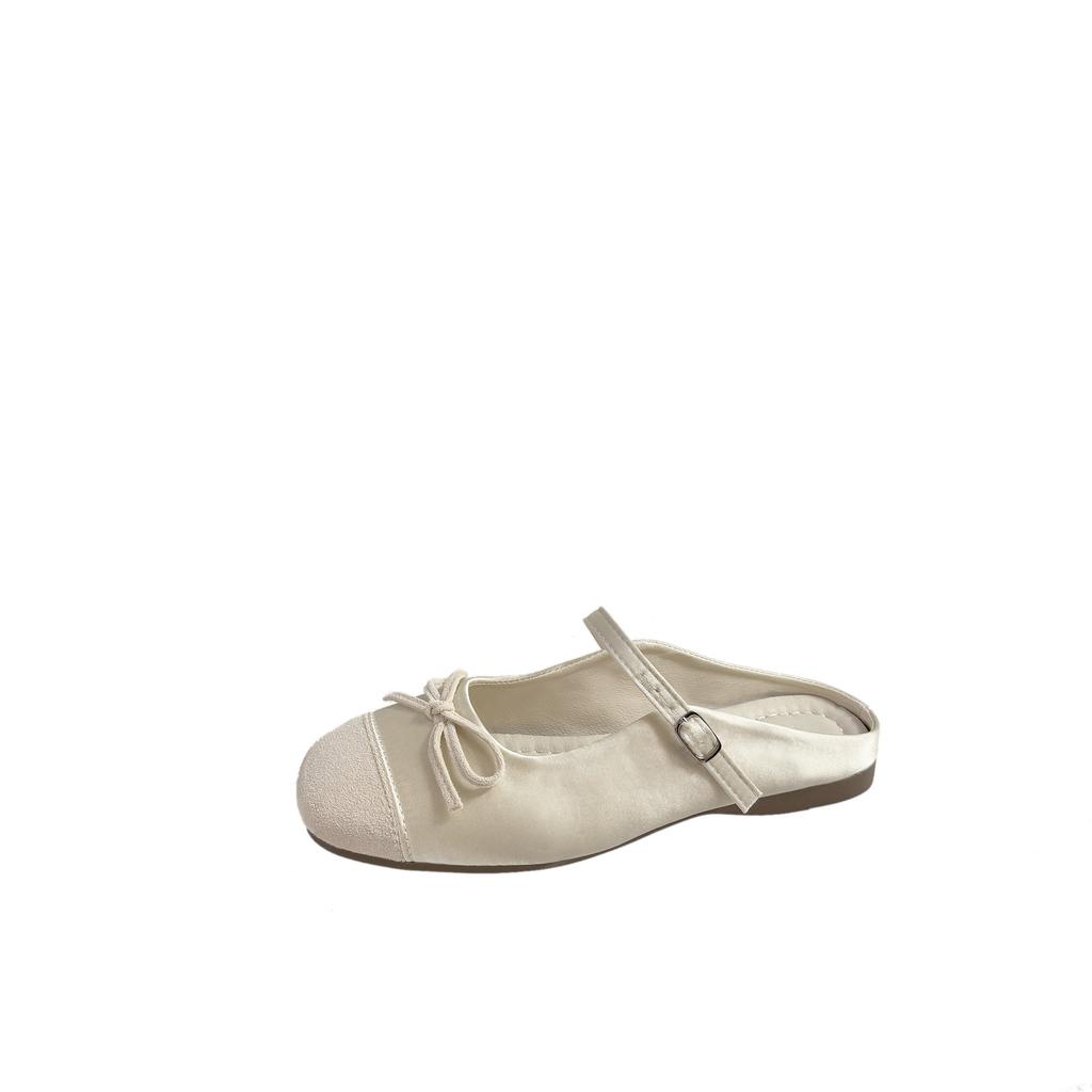 Ballet Half Slippers Spring and Summer New Bow Fashion Flat Casual Bag Head Slippers Women