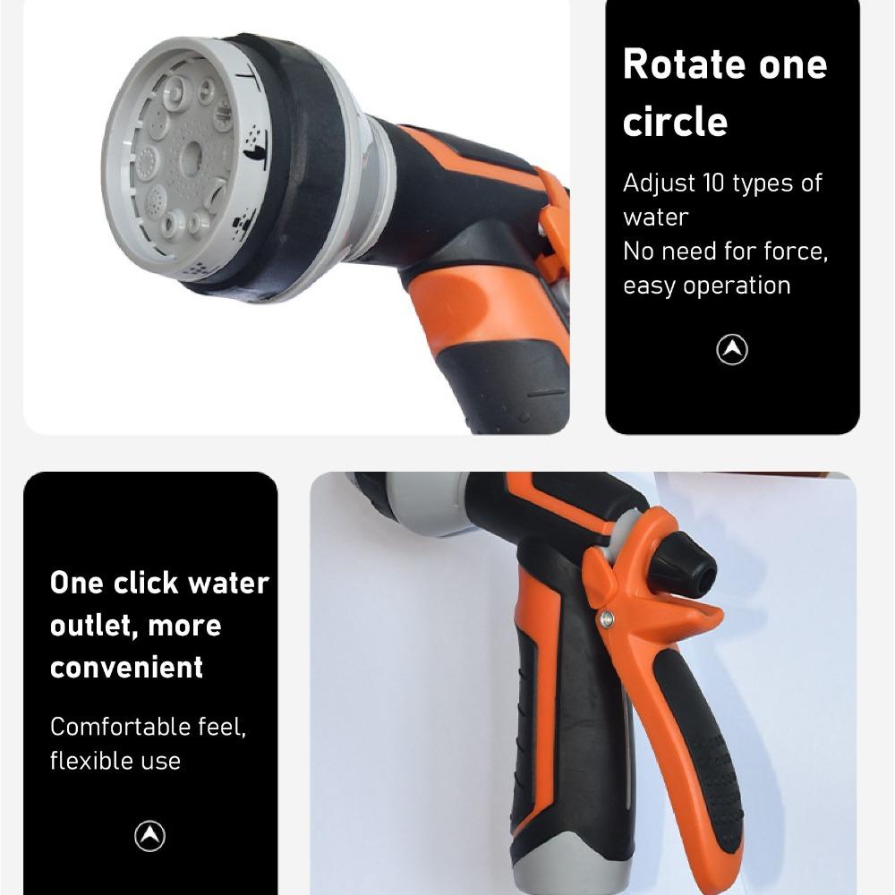 ABS,Rubber Hose Nozzle Sprayer 10 Modes Water Spray Nozzle Handheld Hose Nozzle Lawn Watering