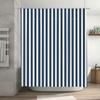 Contemporary Blue and White Striped Shower Curtain for Bathroom Decor Waterproof Fabric Door Hanging Size Customizable (180 X 24