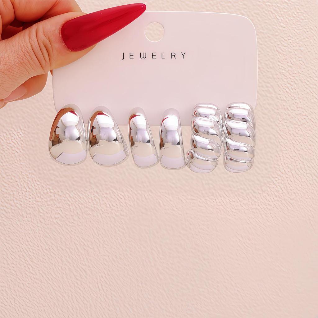 Exaggerated Women's Earrings Set: Elegant European & American Style, Trendy Smooth Finish, Light Luxury High-End Design
