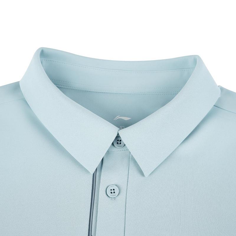 Li-Ning Casual Fashion Commuting Solid Color Comfortable Breathable Short Sleeve Polo Shirt Men Tops Forget-Me-Not-Blue APLW245-9
