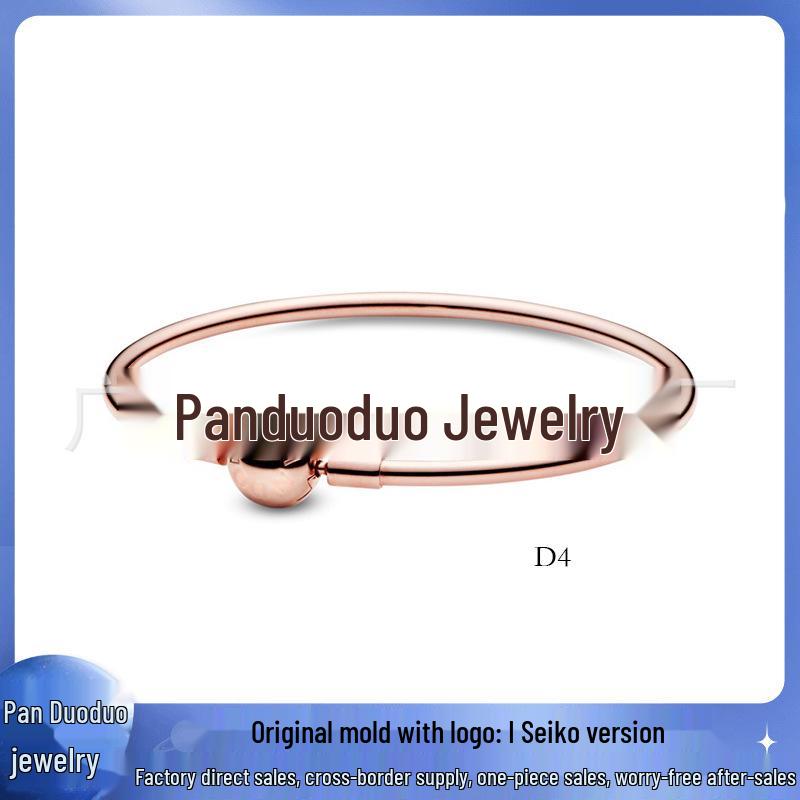 Panjia Dora S925 Versilbertes Schlangenkettenarmband mit Rundverschluss für Damen