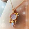 Jade Rabbit and Radish Planet Pendant Necklace - Charming Fairy Tale Design, Handmade and Unique Gift
