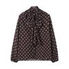 2026 Womens Loose Fit Polka Dot Long Sleeve Shirt Casual Wrap Collar Blouse