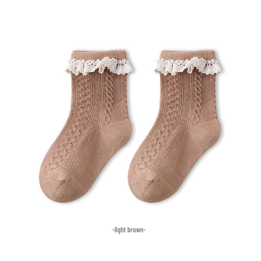

Baby Lace Princess Socks - Soft, Breathable Cotton for Autumn/Winter L (Fit: 14-16cm) 3-5 years