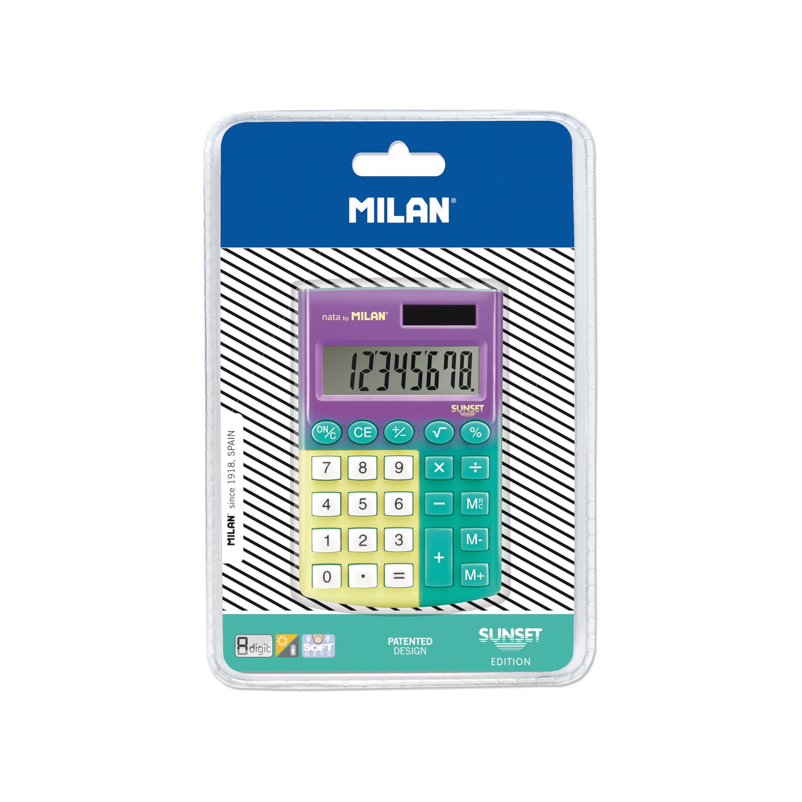 

Milan 8 digit calculator SUNSET yellow turquoise MLN151008SNYBL &