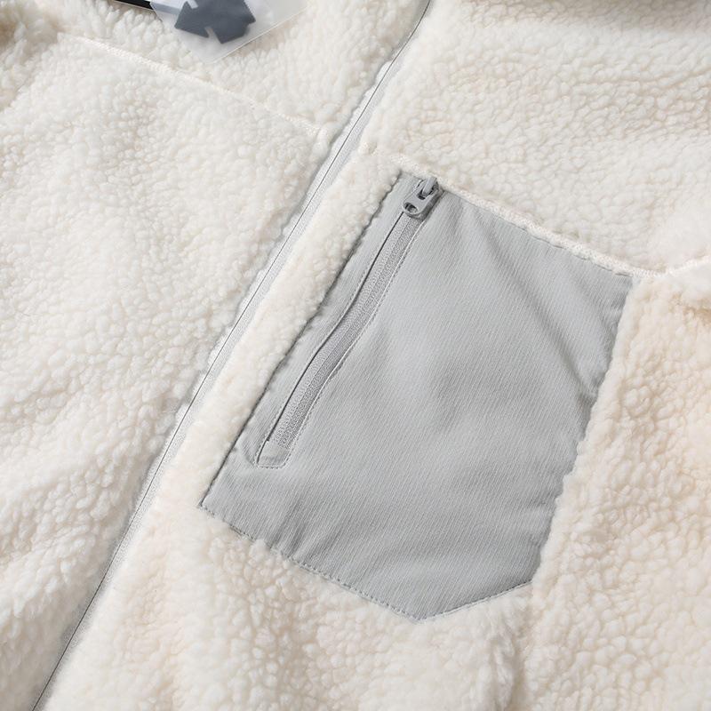 Men's Small Imitation Lambswool Fleece Stand Collar Cardigan Jacket