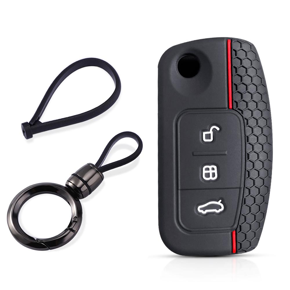 Silicone Car Key Case Cover Key Holder For Ford Focus Mk2 C Max S-Max Ecosport Fusion Fiesta Mk7 Cowgar Mondeo 2 Mustang Mach