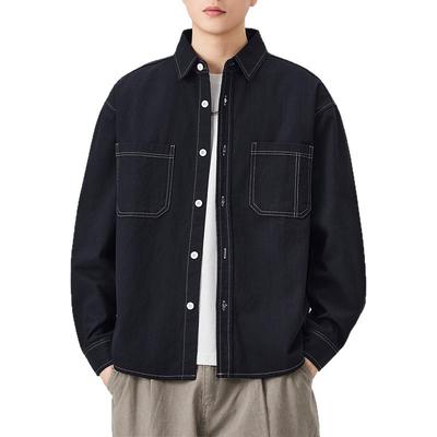 New Autumn Pure Cotton Tile Shirt Men's Loose Lapel Japanese Casual Jacket