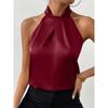 Hanging Neck Sleeveless Imitation Silk Top Halterneck Sleeveless Imitation Silk Tops