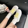 Lemon Yellow Thick Baseplate Shoes Versatile Lace-up Plaid Comfortable Big Head Shoes Cute Casual Autumn Women's Shoes