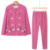 Elderly Women's Fleece-Lined Winter Underwear Set - Warm Pajamas & Cardigan