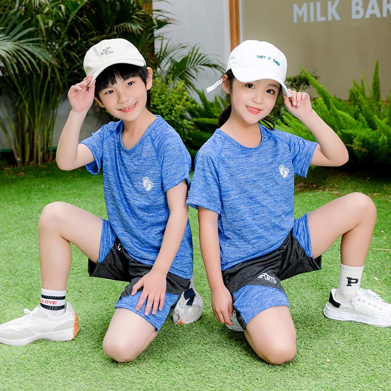 Kinder Kurzarm Sommer Jungen Schnell trocknend Mesh Anzug Mädchen Sportswear