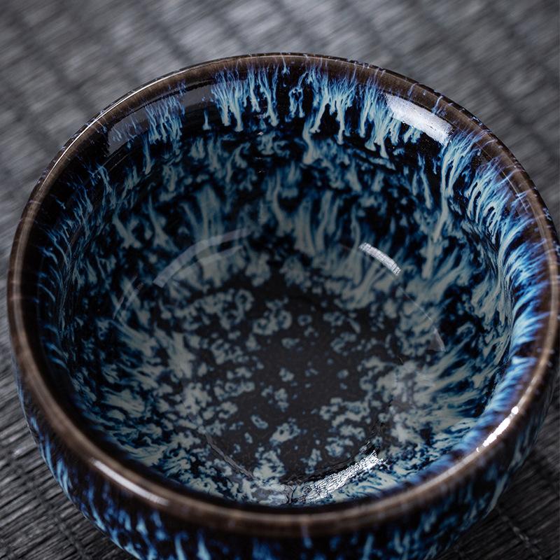 Kiln Change Ceramic Single Cup Jian Zhan Tianmu Glaze Tea Cup Tea Bowl Creative Personal Master Cup Large Tasting Cup Douli Cup