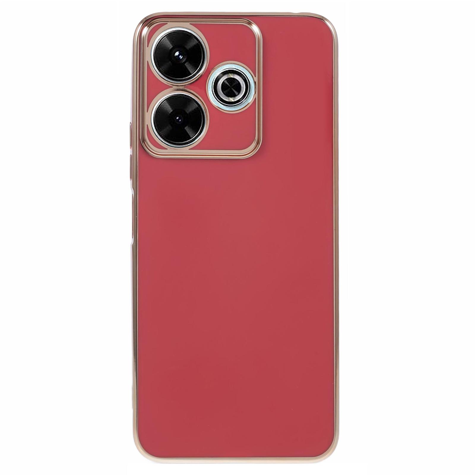

For Xiaomi Redmi 13 5G/13 4G/Note 13R 5G Case TPU 6D Electroplating Phone Cover Shock-Absorption Red