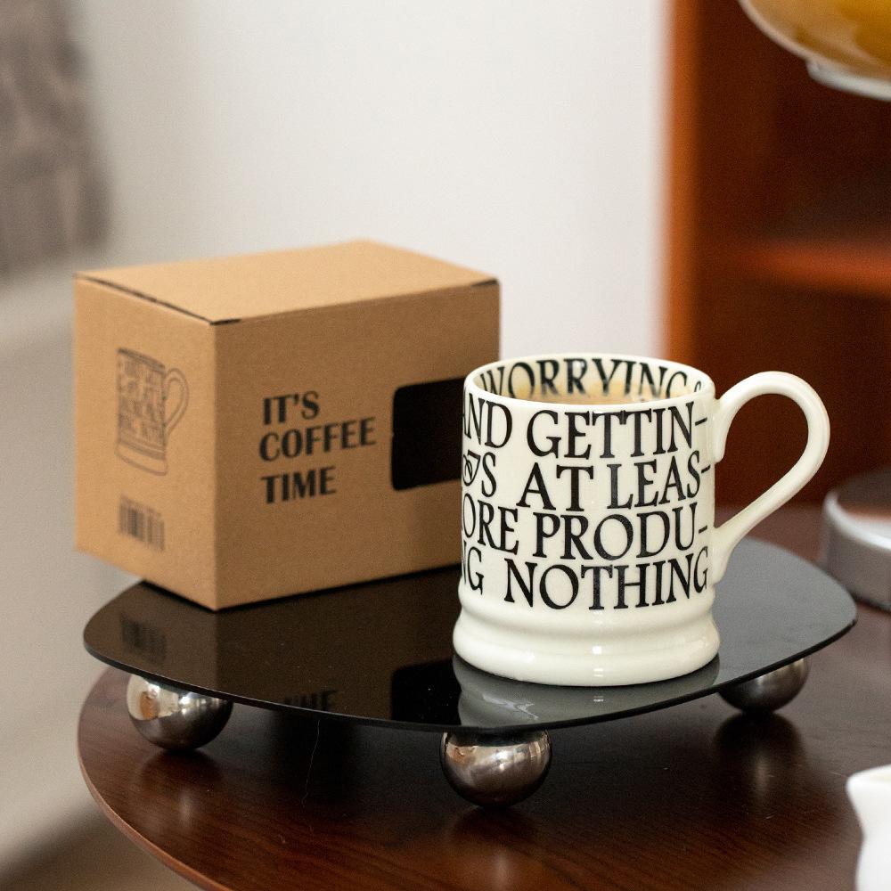 

French Retro Cup High Value Coffee Cup Creative Mug Ins Niche Design Sense Girls Ceramic Water Cup 410ML