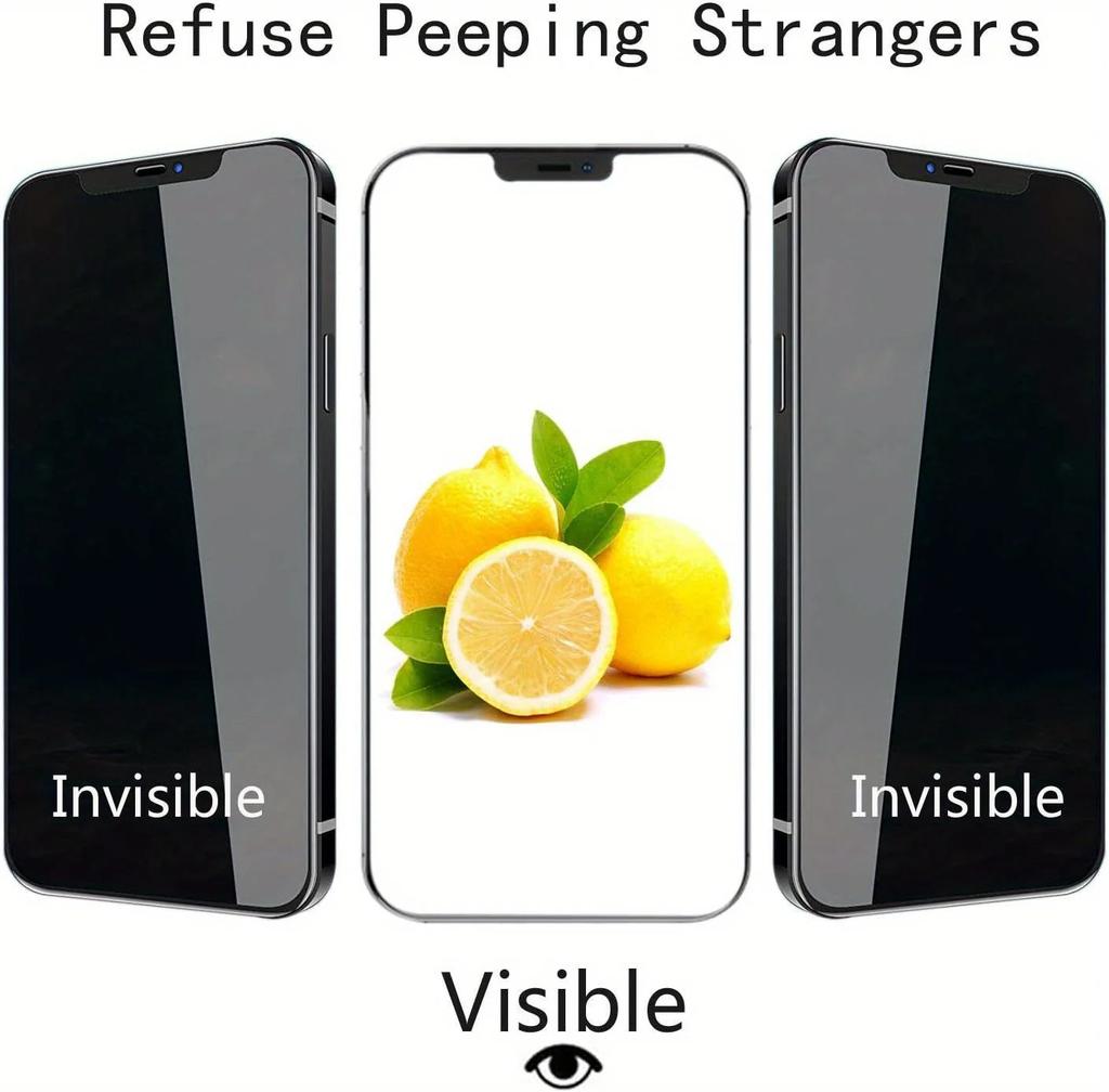 Vidro temperado anti-espião para iPhone16 17 Pro Max 15/14/13/12/ 4pcs Protetor de tela de vidro temperado de privacidade Filme anti-impressão digital