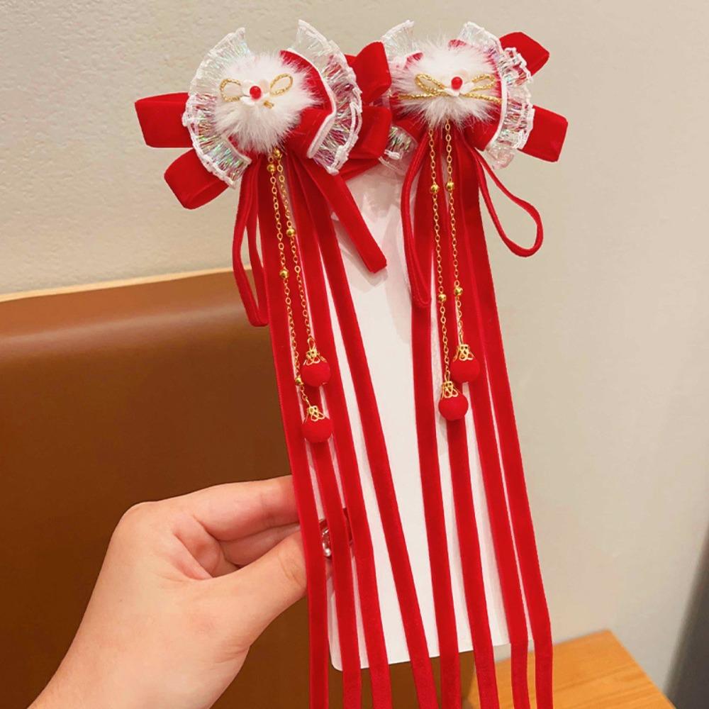 Princess New Year Bow Hairpins Ancient Style Girls Hanfu Headwear  Hair Accessories