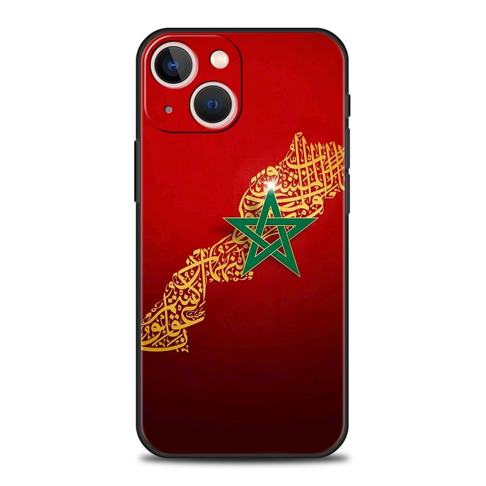 Moroccan Flag Maroc Morocco Passport Phone Case For iPhone 17 16 15 Pro Max 11 12 13 14 7 8 Plus SE 2020 X XR XS Cover Black