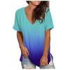 Summer New Tie Dye Gradient Color V-neck Short Sleeved Women's Fashionable and Trendy T-shirt