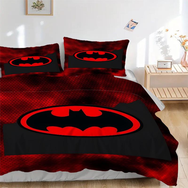 3pcs Batman Symbol Duvet Cover Set, 1 Duvet Cover + 2 Pillowcases (No Insert), High-Definition Print, Home & Dorm Set yy251208084