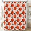 Vintage Cherry Bath Shower Curtain Red Floral Print Fabric Waterproof Washroom Decor – Pink Background, Orange Apples for Bathro