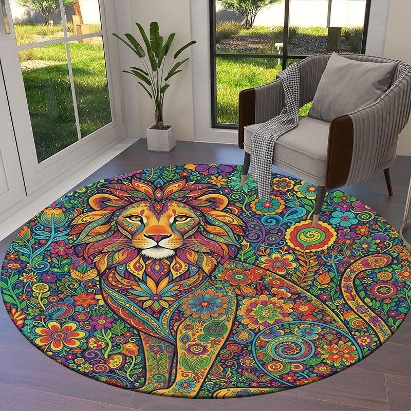 Mandalapainting Round Area Rug,Carpet Rug for Living Room Bedroom Sofa Playroom Decor,Non slip Floor Mat