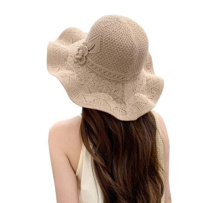 Ladies Wide Brim Sun Hat With Breathable Polyester Material For Uv Sunshade
