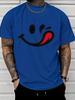 Unisex White Summer Tee Wink Smile Red Tongue Print Loose Oversized Streetwear Daily Casual Crew Neck Unisexs Short Sleeve Basic Top