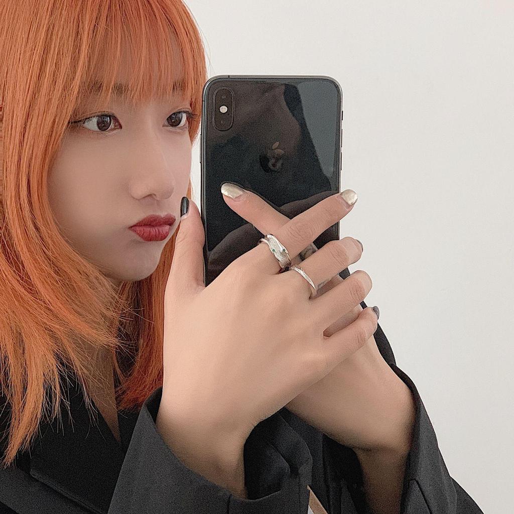 Korean Geometric Irregular Gemstone Women's Adjustable Hip Hop Ring