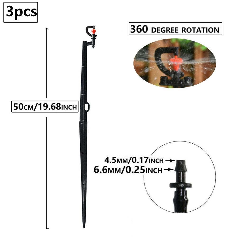 

180 360 Degree Refraction Micro Watering Sprinkler Sprayer 50cm Stake Rotating Refracting Garden Irrigation Nozzle 4/7mm Hose