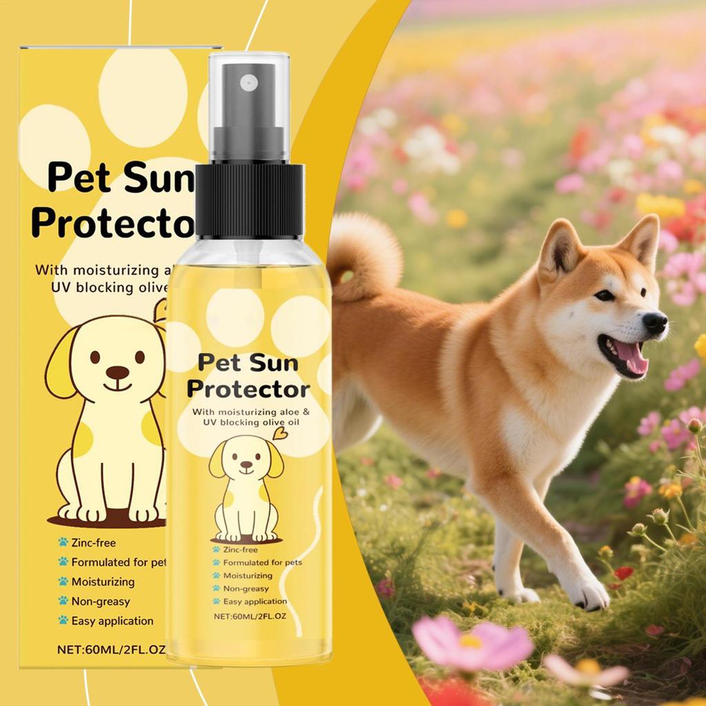 60ml Natural Dog Sunscreen Spray UV Protection Moisturizing for Hot Weather Outdoor Hiking Trip Swimming Beach Daily Pet Use