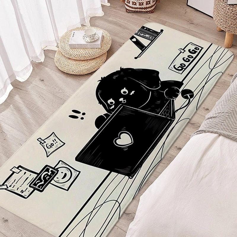 

Коврик для детской спальни, черный кот, милый, ковер для пола в детскую комнату, противоскользящий коврик для ванной, придверный коврик, украшение для дома 40x60cm16x24in