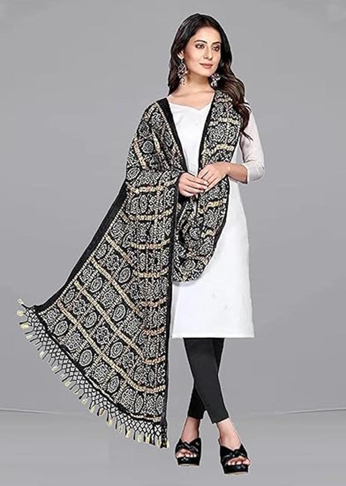TreegoArt Fashion Women's Rajasthani Printed Traditional Silk Bandhej Dupatta Chunni Scarf