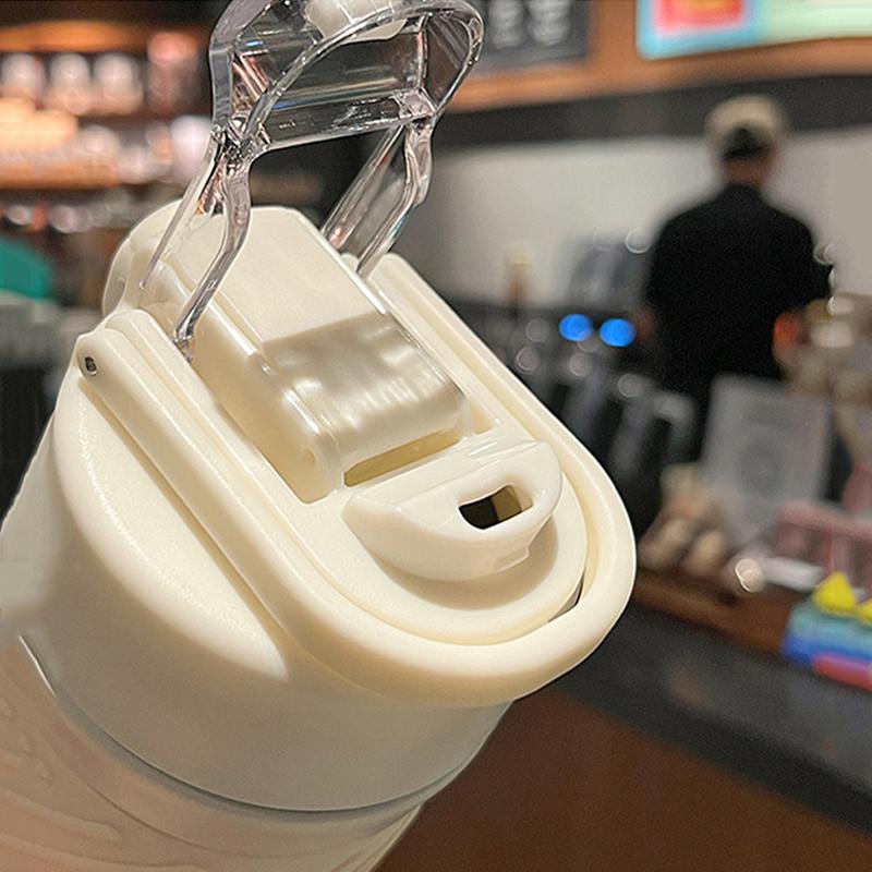 450 ml süßer Bär, Doppel-Trink-Thermoskanne, Kaffeebecher mit Strohhalm, tragbarer Edelstahlbecher, isolierte Becherflasche für Kinder und Mädchen