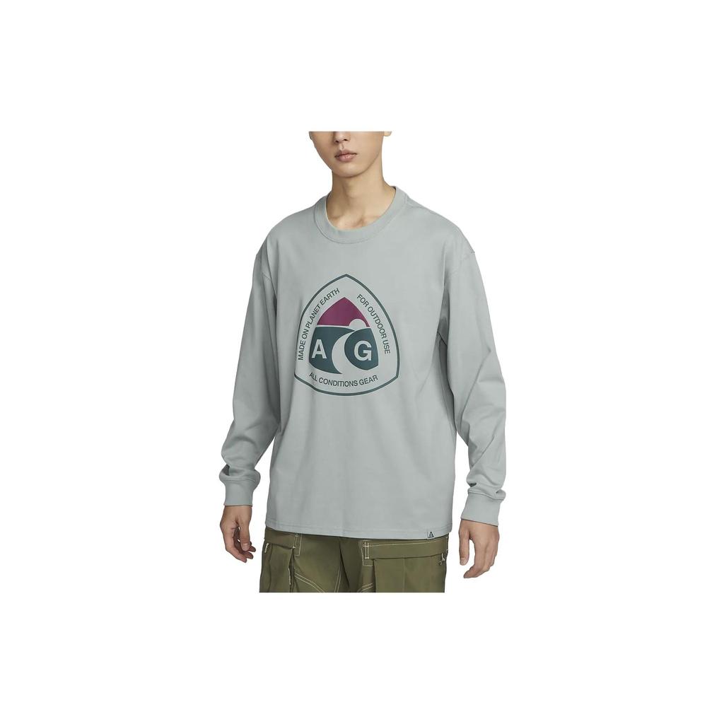 Nike Letter Print Crew Neck Long Sleeve T-Shirt Men Tops Mica-Green DX9451-330