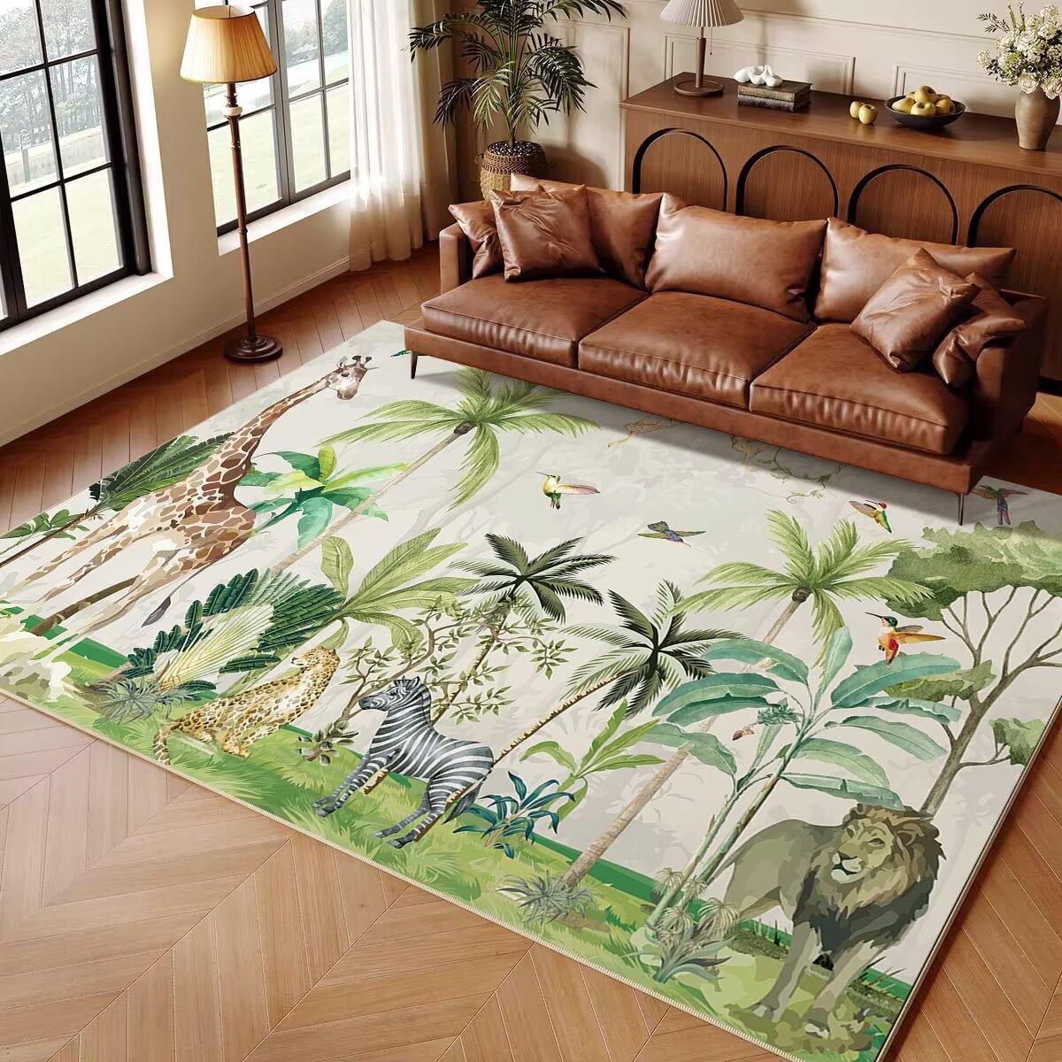 

Джунглі тварин мультфільм дитина килим килим для дому вітальня спальня диван ковдра декор ігрова зона килим скандинавський нековзний килимок для підлоги 80*120cm