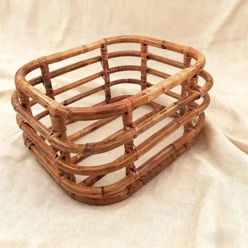 

Handmade Vintage Rattan Newborn Photography Props Baby Basket Decor Bed Photo Backdrop for Infant Baby Photo Shoot Studio Props