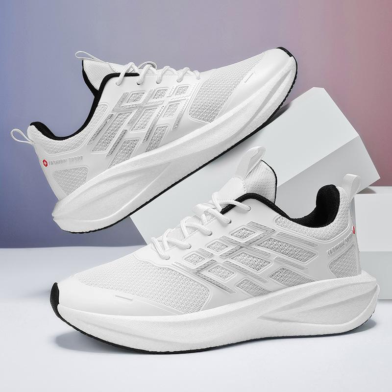 Sports Men's Shoes Spring and Autumn New Fly-woven Breathable Comfortable Running Shoes Men's Youth Thick-soled Heightening Non-slip Wear-resistant