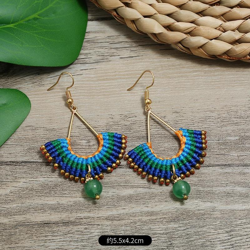 Bohemian Earrings Hand-woven Retro Vacation Versatile Temperament Earrings Women's Long Earrings