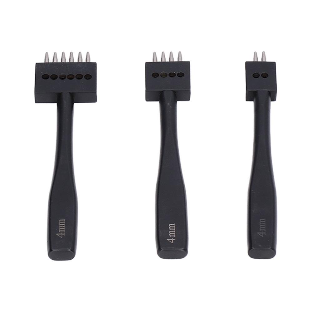 3pcs 4mm Punch Size Leather Punch Tool High Strength Steel Stitching Chisel Set Home Craft Use